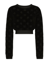 Short chenille sweatshirt with jacquard DG logo -  | Dolce &amp; Gabbana