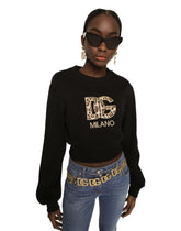 Cropped jersey sweatshirt with embroidered DG patch -  | Dolce &amp; Gabbana