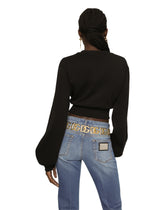 Cropped jersey sweatshirt with embroidered DG patch -  | Dolce &amp; Gabbana