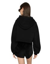 Cropped jersey sweatshirt with hood and DG patch embroidery -  | Dolce &amp; Gabbana