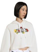 Cropped sweatshirt with flower print -  | Dolce & Gabbana