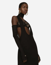 Long fingerless gloves with DG logo -  | Dolce &amp; Gabbana