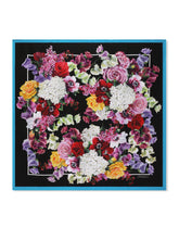 Twill scarf with red rose print (90 x 90) -  | Dolce & Gabbana