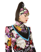 Twill scarf with red rose print (90 x 90) -  | Dolce & Gabbana
