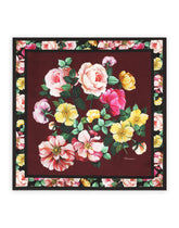 Twill scarf with vintage rose print (90 x 90) -  | Dolce & Gabbana