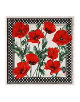 Twill scarf with yellow rose print (70 x 70) -  | Dolce & Gabbana