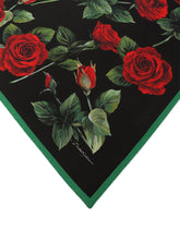 Twill scarf with red rose print (70 x 70) -  | Dolce & Gabbana