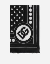 Cashmere and modal scarf with polka-dot print and DG logo (135 x 200) -  | Dolce &amp; Gabbana