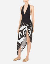 Cashmere and modal scarf with polka-dot print and DG logo (135 x 200) -  | Dolce &amp; Gabbana