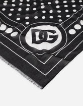 Cashmere and modal scarf with polka-dot print and DG logo (135 x 200) -  | Dolce &amp; Gabbana