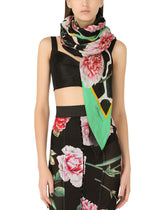 Carnation-print modal and cashmere scarf (135 x 200) -  | Dolce & Gabbana