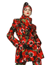 Modal and cashmere scarf with red rose print -  | Dolce & Gabbana