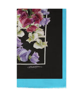 Modal and cashmere scarf with red rose print -  | Dolce & Gabbana