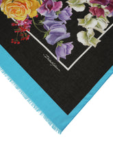 Modal and cashmere scarf with red rose print -  | Dolce & Gabbana