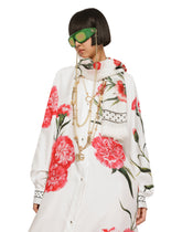 Large carnation-print silk and cashmere scarf (140 x 140) -  | Dolce & Gabbana
