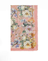 Large silk and cashmere scarf with floral print (140x140) -  | Dolce &amp; Gabbana