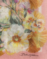 Large silk and cashmere scarf with floral print (140x140) -  | Dolce &amp; Gabbana