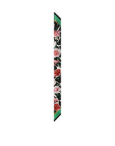 Twill headscarf with white rose print -  | Dolce & Gabbana