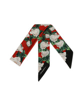 Twill headscarf with white rose print -  | Dolce & Gabbana