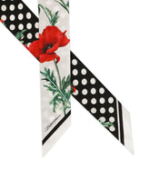 Twill headscarf with yellow rose print -  | Dolce & Gabbana