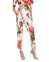 Carnation-print poplin pants -  | Dolce & Gabbana