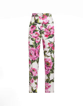Peony-print cotton jacquard pants -  | Dolce &amp; Gabbana