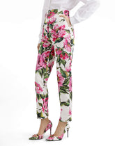 Peony-print cotton jacquard pants -  | Dolce &amp; Gabbana