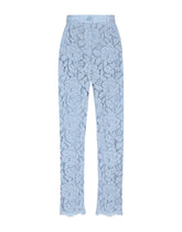 Tailored branded floral cordonetto lace pants with DG logo -  | Dolce &amp; Gabbana