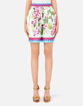 Bluebell-print twill shorts with piping -  | Dolce & Gabbana