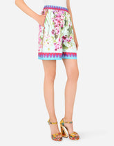 Bluebell-print twill shorts with piping -  | Dolce & Gabbana