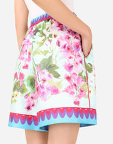 Bluebell-print twill shorts with piping -  | Dolce & Gabbana