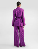 Silk satin jacquard pajama pants with all-over DG logo -  | Dolce &amp; Gabbana