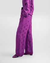 Silk satin jacquard pajama pants with all-over DG logo -  | Dolce &amp; Gabbana