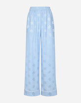 Silk satin jacquard pajama pants with all-over DG logo -  | Dolce &amp; Gabbana