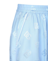 Silk satin jacquard pajama pants with all-over DG logo -  | Dolce &amp; Gabbana