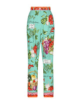 Flared vegetable-print charmeuse pants -  | Dolce &amp; Gabbana