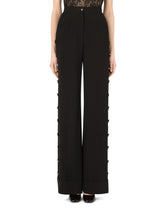 Piqué palazzo pants with buttons and turn-ups -  | Dolce & Gabbana