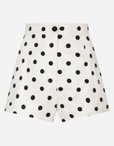 High-waisted cotton shorts with polka-dot print -  | Dolce &amp; Gabbana