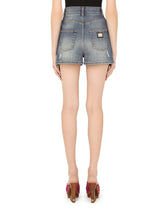Denim shorts with ripped details -  | Dolce &amp; Gabbana