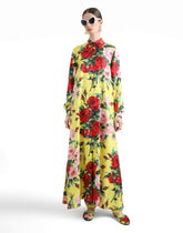 Silk twill pants with bouquet print -  | Dolce &amp; Gabbana