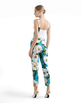 Tailored cotton pants with gardenia print -  | Dolce &amp; Gabbana