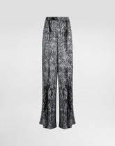 Silk satin pajama pants with fur print -  | Dolce &amp; Gabbana