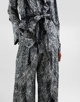 Silk satin pajama pants with fur print -  | Dolce &amp; Gabbana