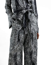 Silk satin pajama pants with fur print -  | Dolce &amp; Gabbana