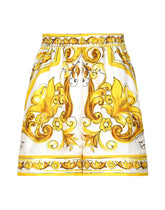 Silk twill shorts with majolica print -  | Dolce &amp; Gabbana