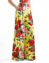 Cotton palazzo pants with bouquet print -  | Dolce &amp; Gabbana