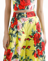 Cotton palazzo pants with bouquet print -  | Dolce &amp; Gabbana