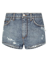 Denim shorts with ripped details -  | Dolce &amp; Gabbana