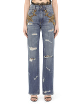 Flared jeans with French wire embellishment -  | Dolce &amp; Gabbana