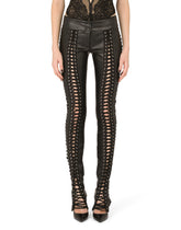 Faux leather pants with lacing and eyelets -  | Dolce &amp; Gabbana